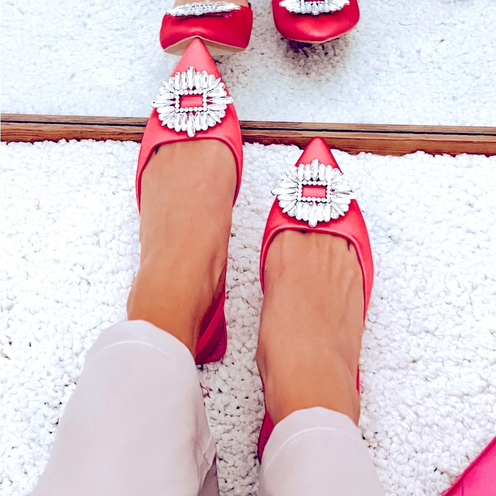 NanaMacs hot pink taste of sunset satin sling back kitten heels